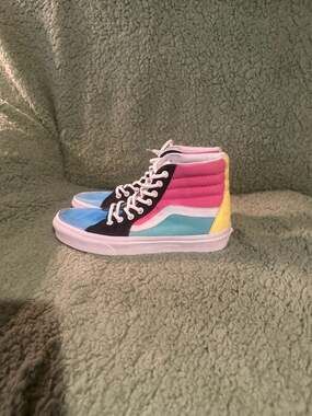 Vans Sk8-Hi Multi-Color Block Canvas Suede High Top Sneakers